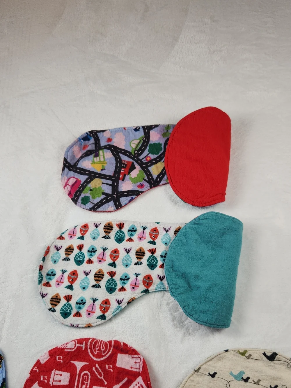 Set of 6 Baby Burp Cloths / Bibs - Soft Flannel Reversable.